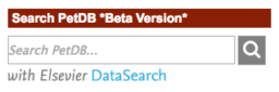 Screenshot of the Elsevier DataSearch Widget on the PetDB homepage
