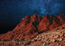 landscape with red sandstone and starry sky